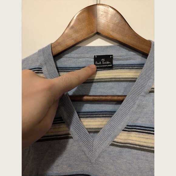 PS PAUL SMITH - Striped v-neck sweater - Sz S - Picture 4 of 6